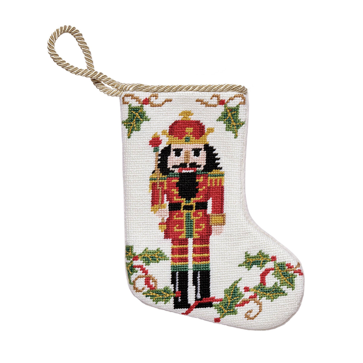 Mini Nutcracker Embroidered Stocking
