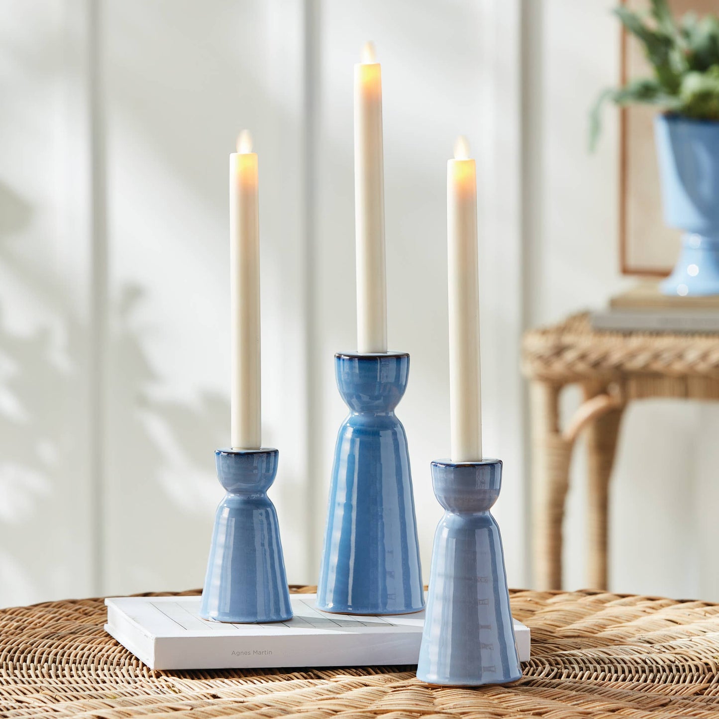 Libbey Taper Holders, Blue