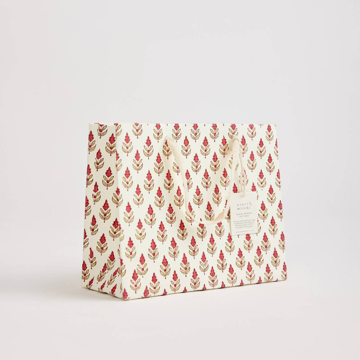 Block Printed Gift Bags (Medium) - Scarlet