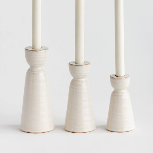 Libbey Taper Holders, Ivory