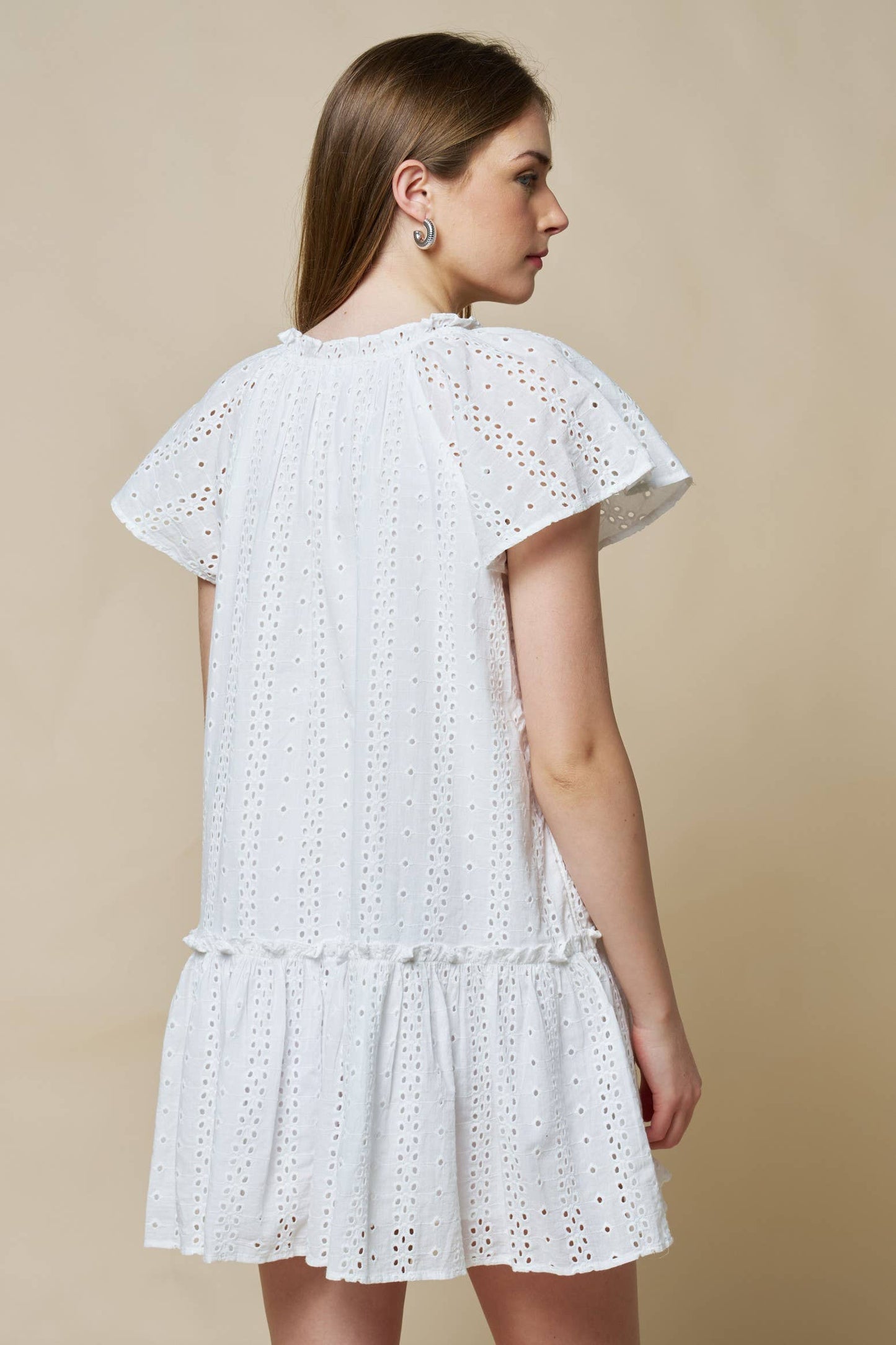 Eyelet Ruffled White Dress