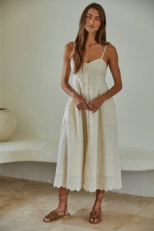 Eyelet Scalloped Hem Dress
