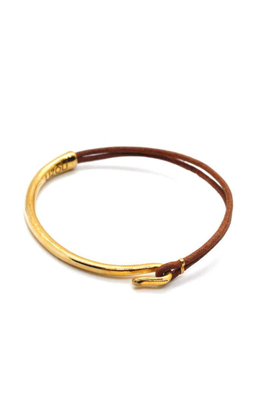 Leather + Gold Bracelet