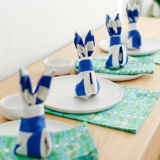 Blue + White Wide Stripe Napkin