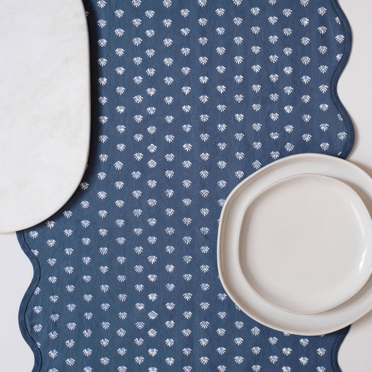 Aja Navy Block Printed Table Runner