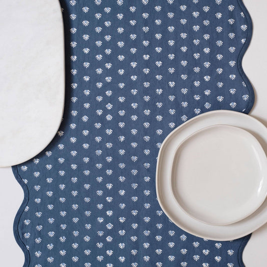 Aja Navy Block Printed Table Runner