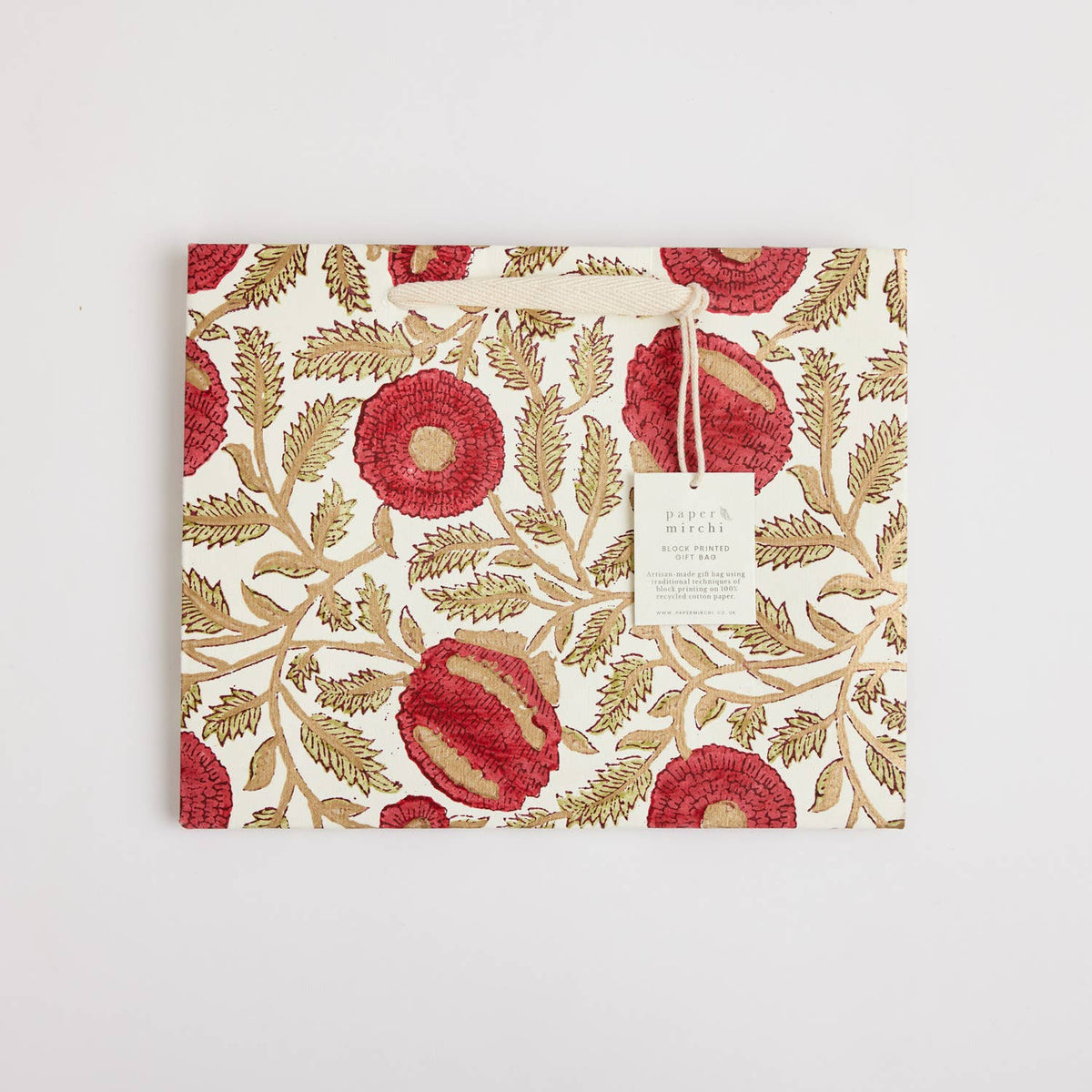 Block Printed Gift Bags (Medium) - Scarlet