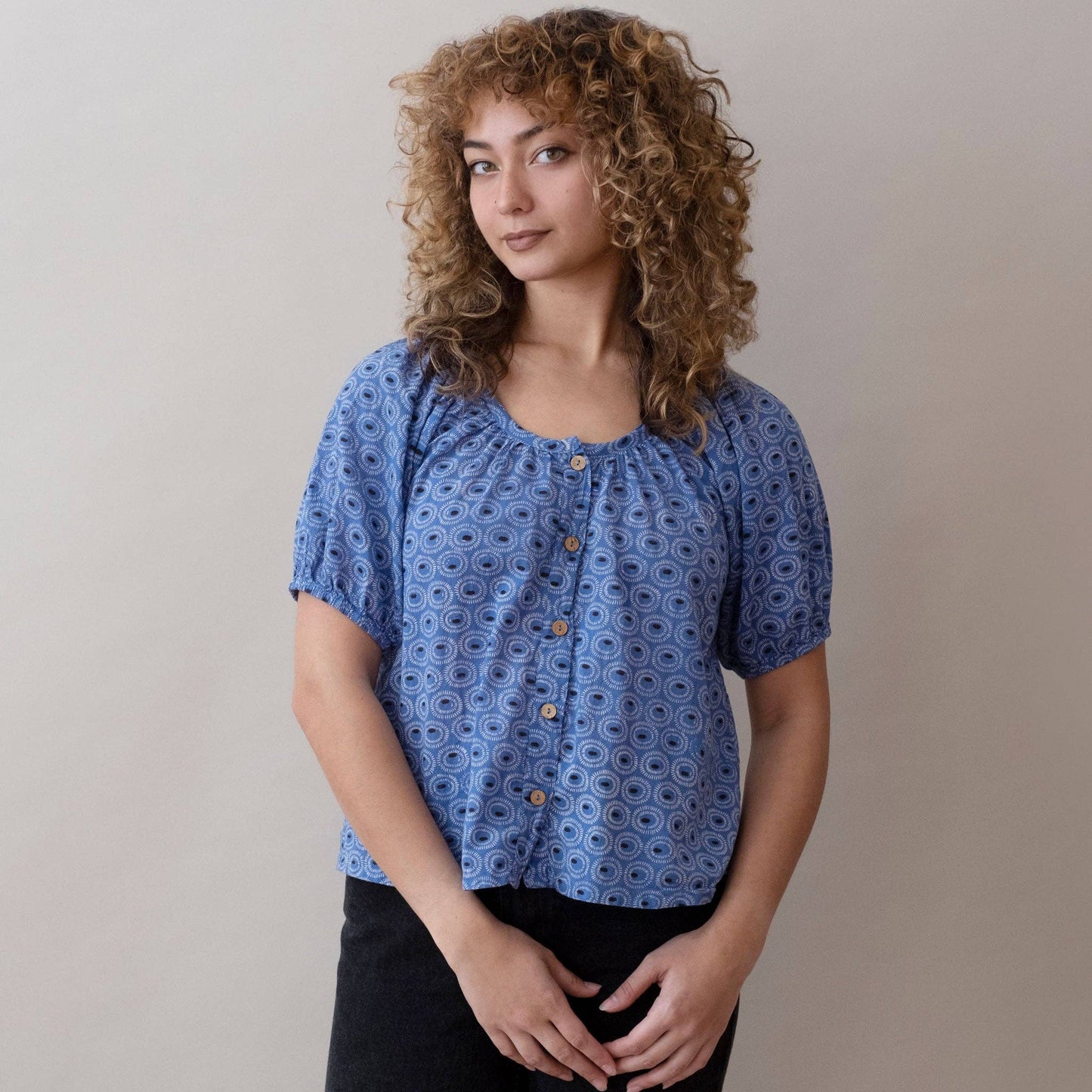Tangier Blue Flora Top