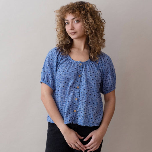 Tangier Blue Flora Top