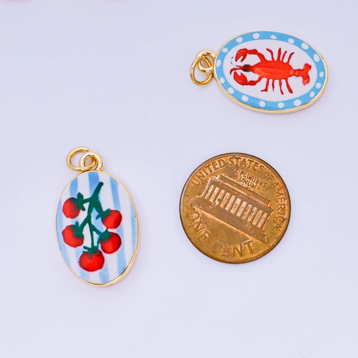 Enamel Art Oval Charm w tomato