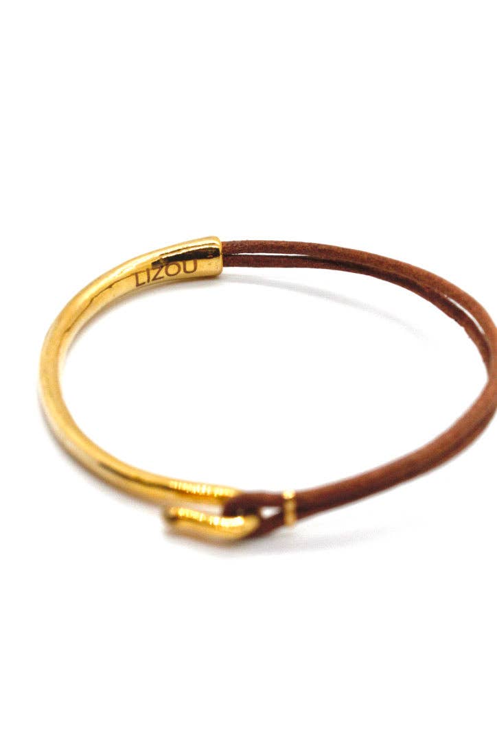 Leather + Gold Bracelet