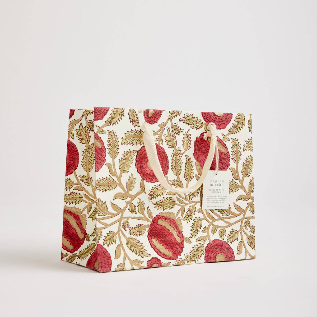 Block Printed Gift Bags (Medium) - Scarlet