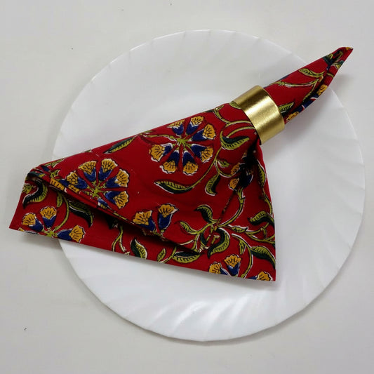 Chakri Red Block Printed Napkins (Set of 2)