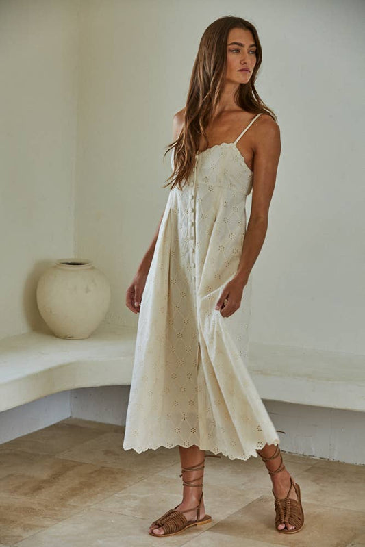Eyelet Scalloped Hem Dress