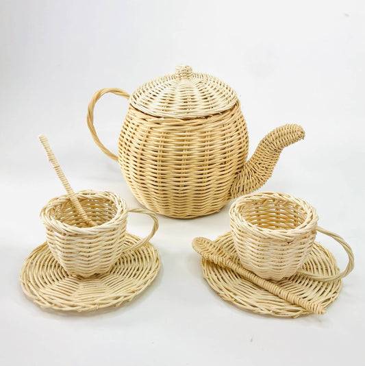 Handmade Tea set in natural rattan