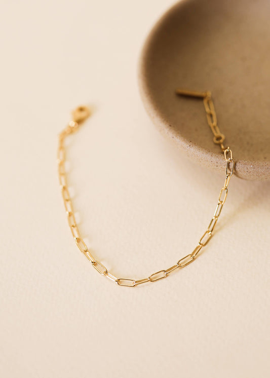 Link PaperClip Chain Bracelet - 18k Gold Plated