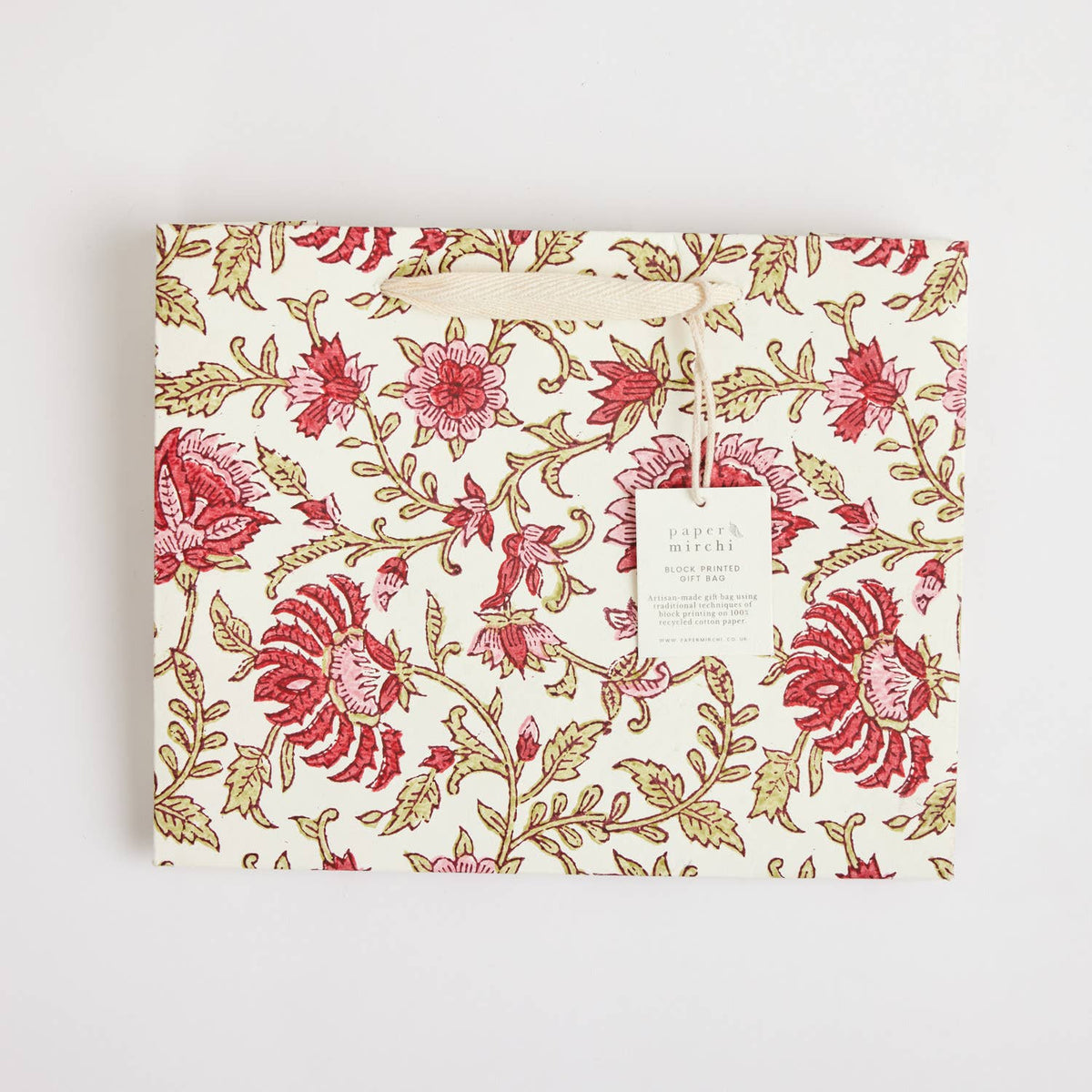 Block Printed Gift Bags (Medium) - Scarlet