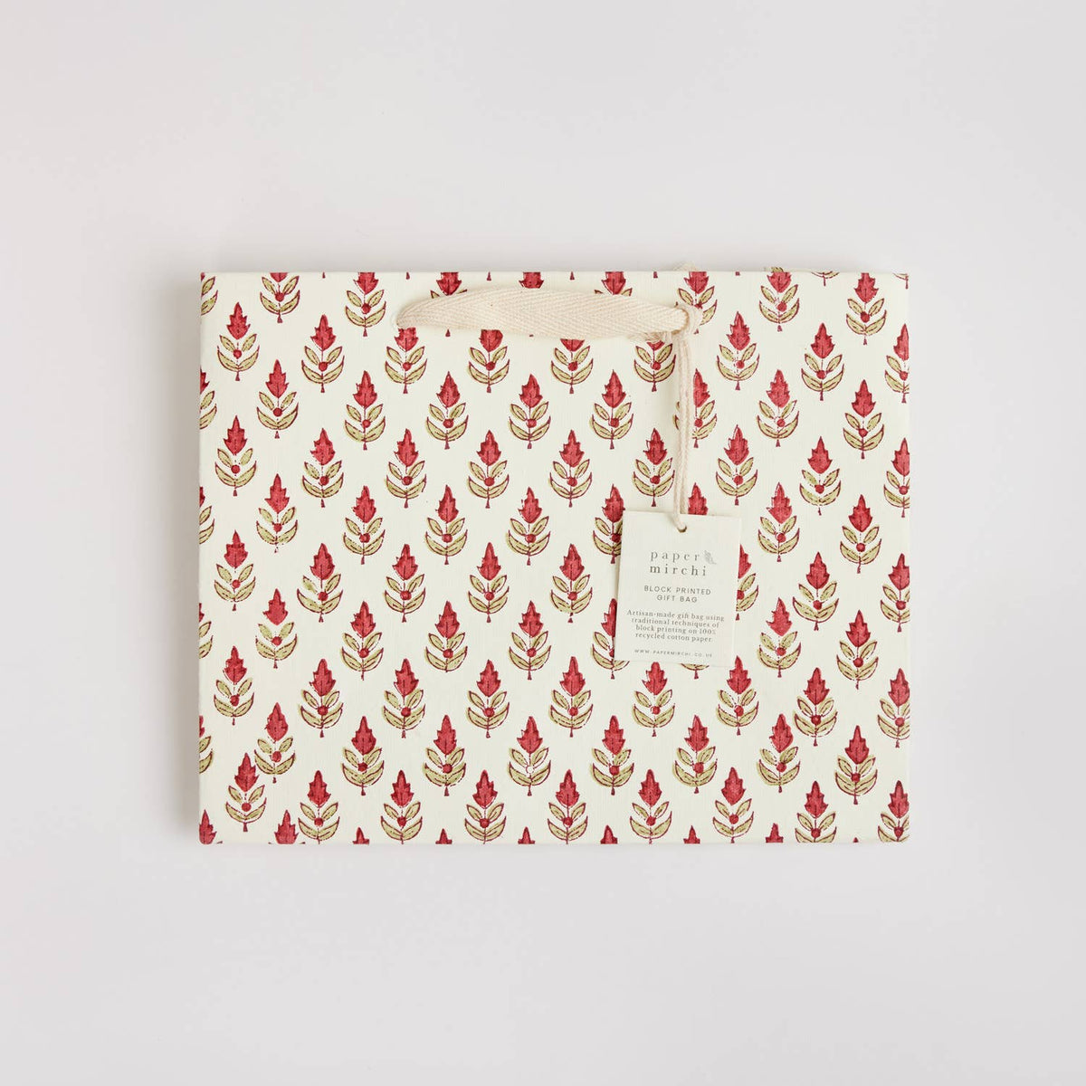 Block Printed Gift Bags (Medium) - Scarlet