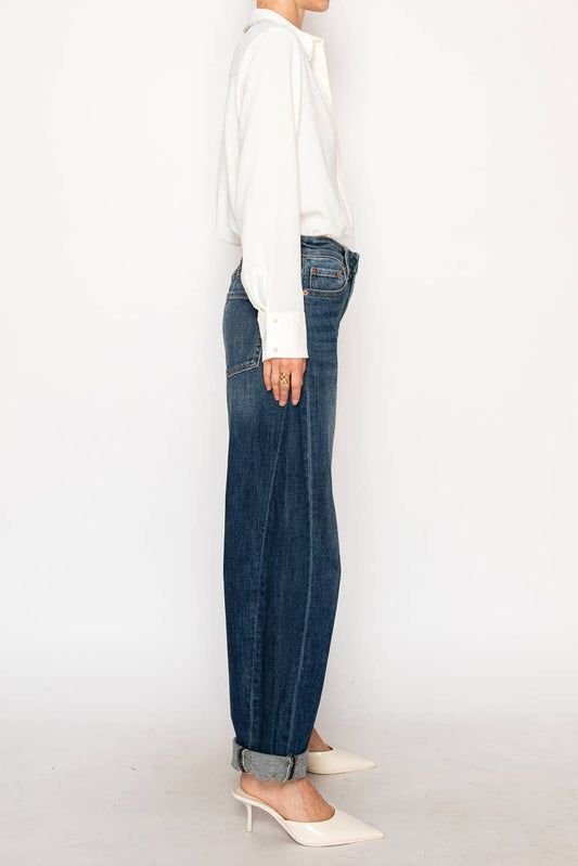 Dark Wash Barrel Jeans