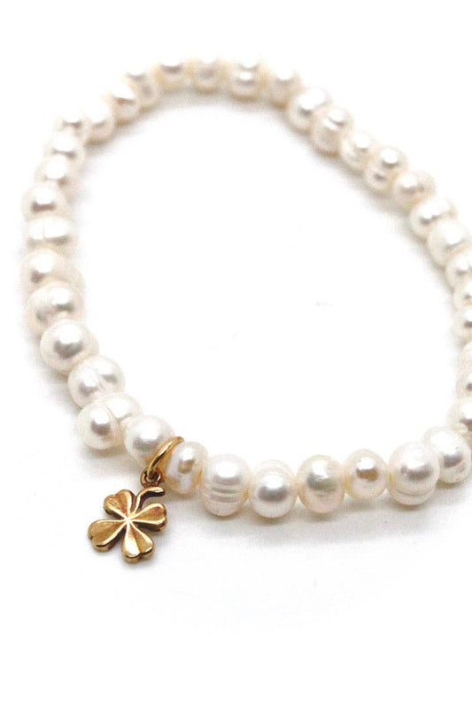 Freshwater Pearl Bracelet with Shamrock