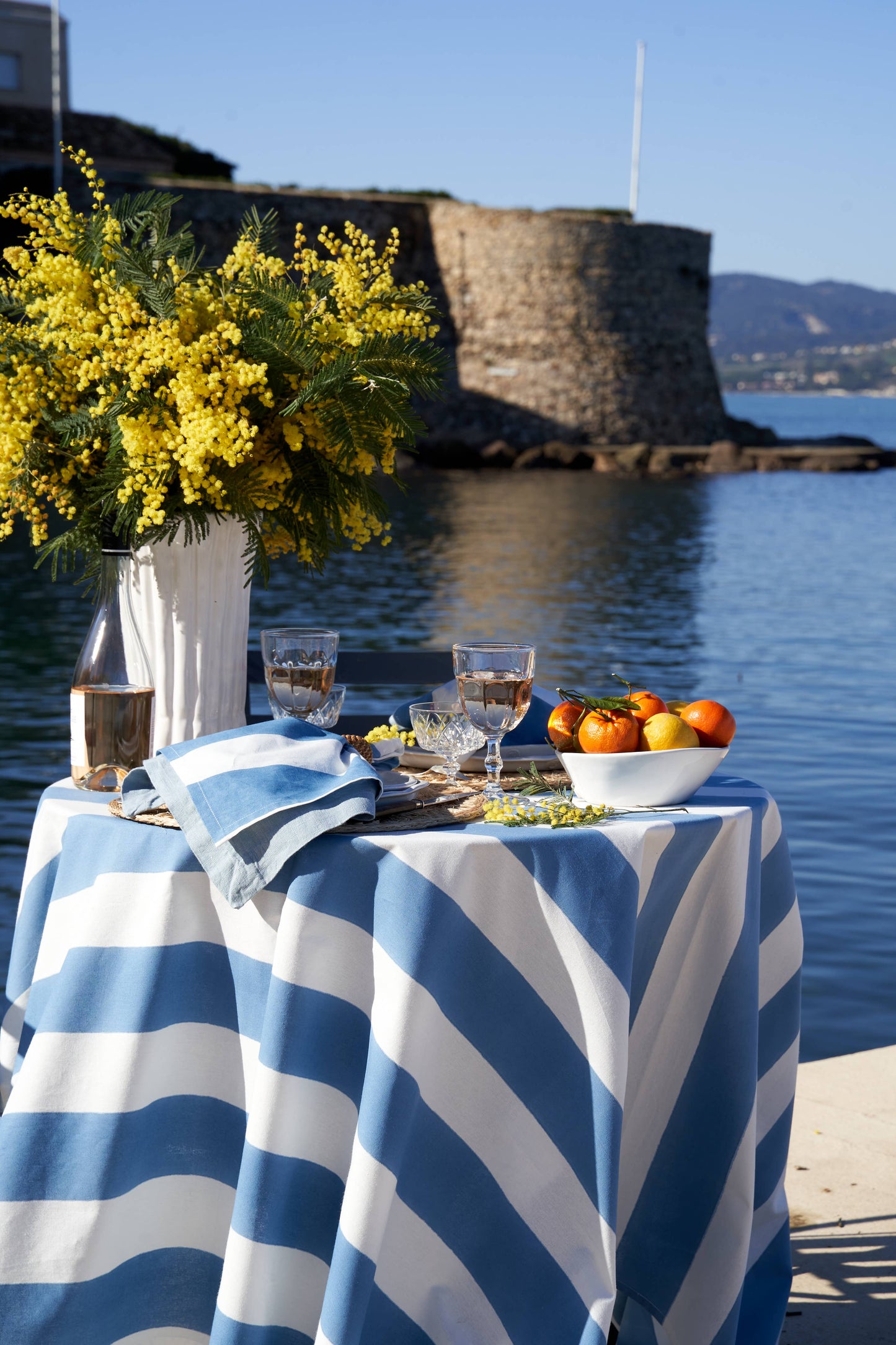 St. Tropez Blue Stripe Tablecloth