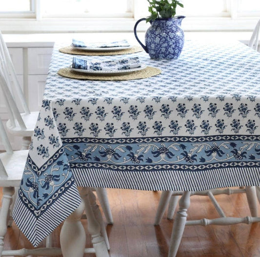 Suzette Blue Tablecloth