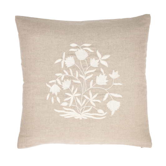 Embroidered Natural Pillow