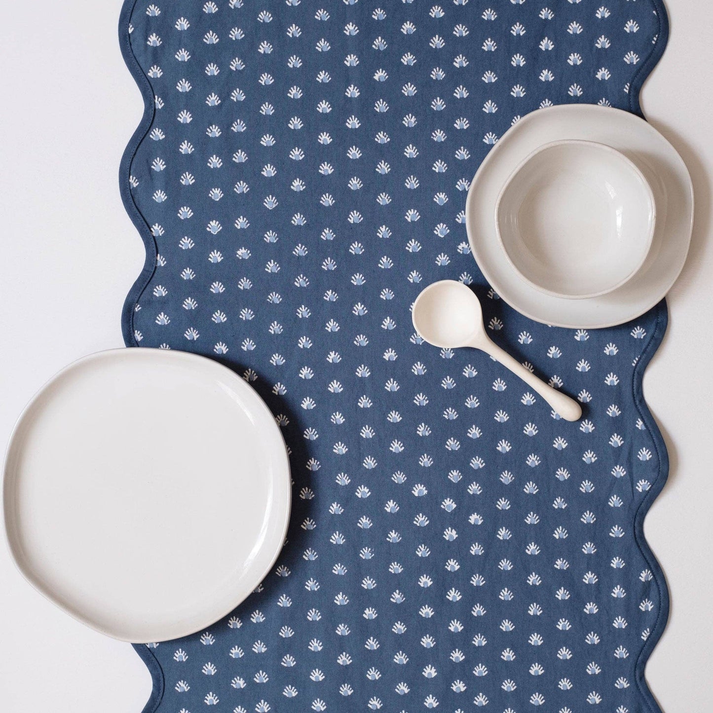 Aja Navy Block Printed Table Runner