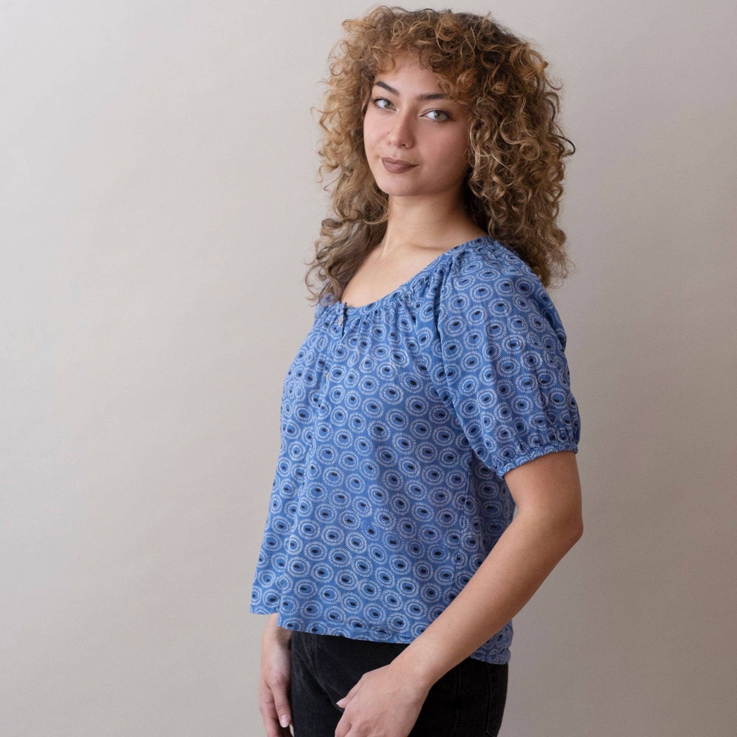 Tangier Blue Flora Top
