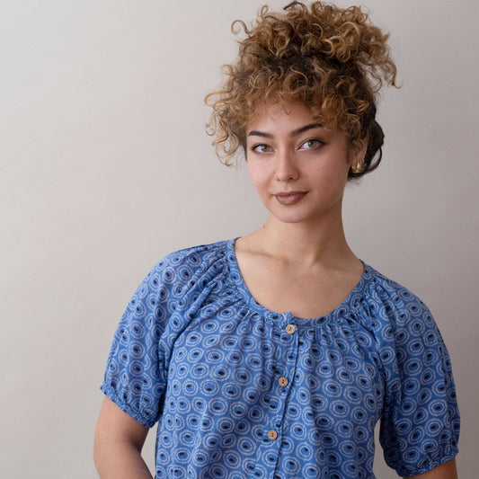 Tangier Blue Flora Top