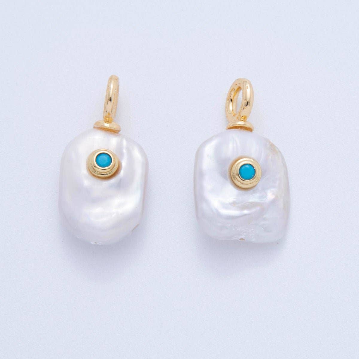 Freshwater Island Drop Pearl Charm w turquoise