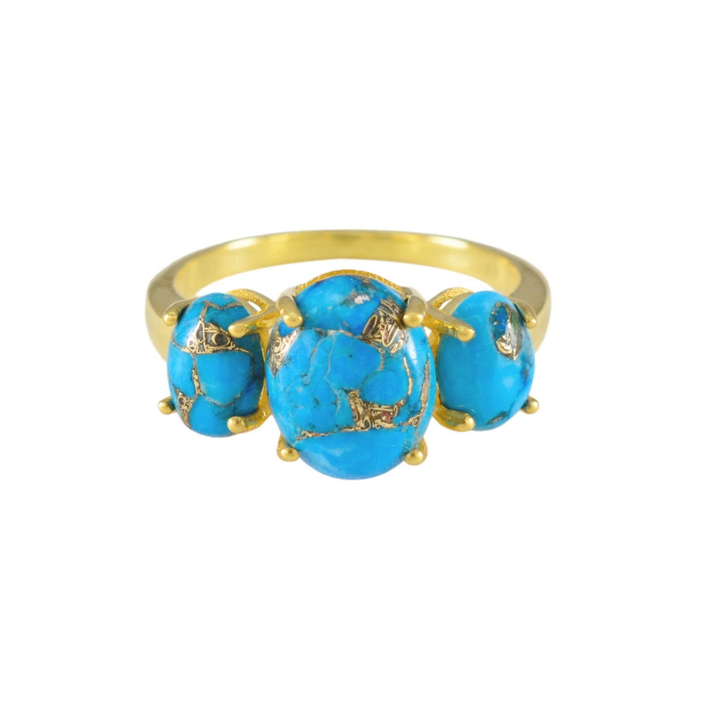 Copper Turquoise Trio Ring