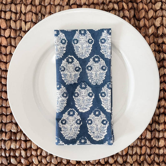 Pia Navy Block Print Napkins