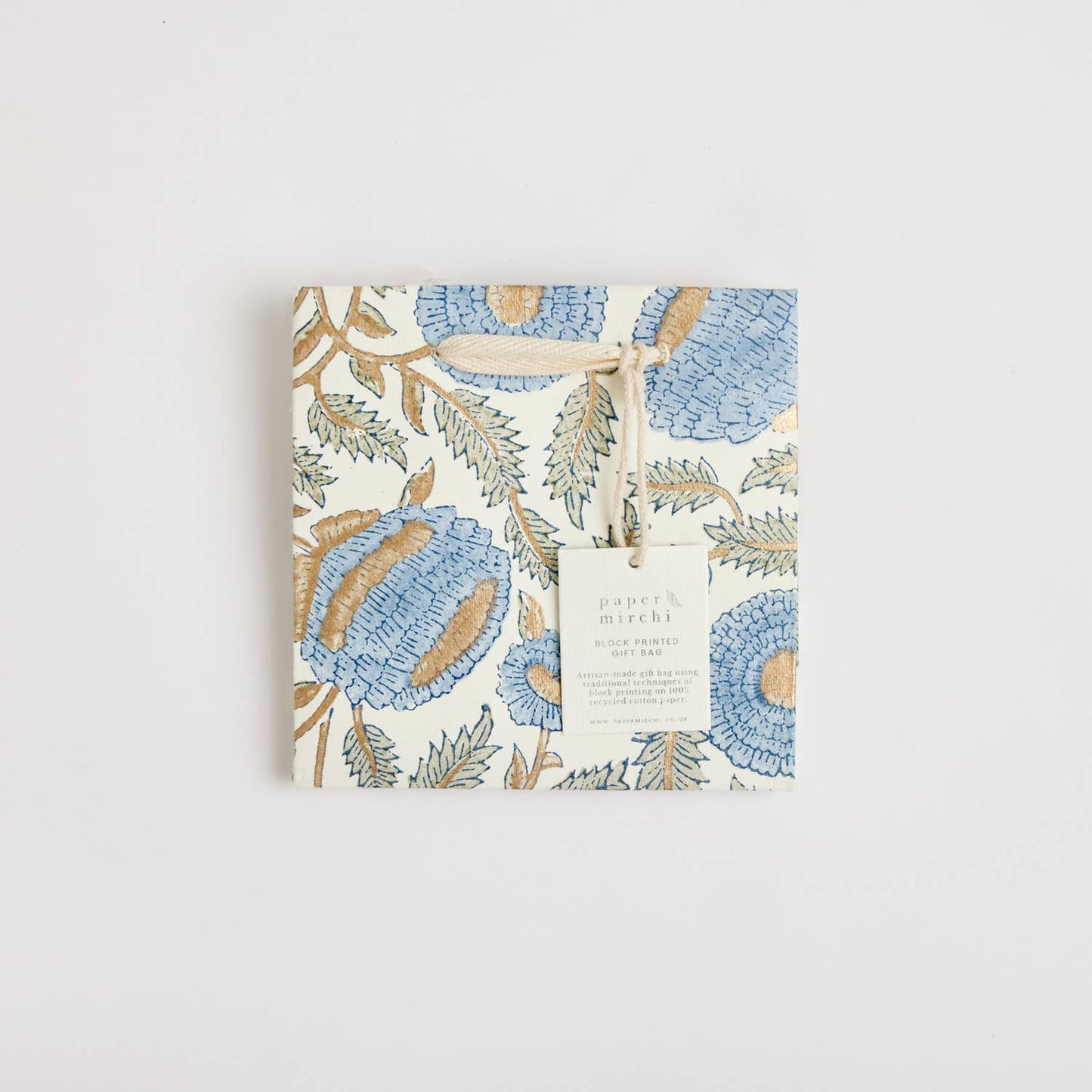 Blue Block Printed Gift Bags (Small)