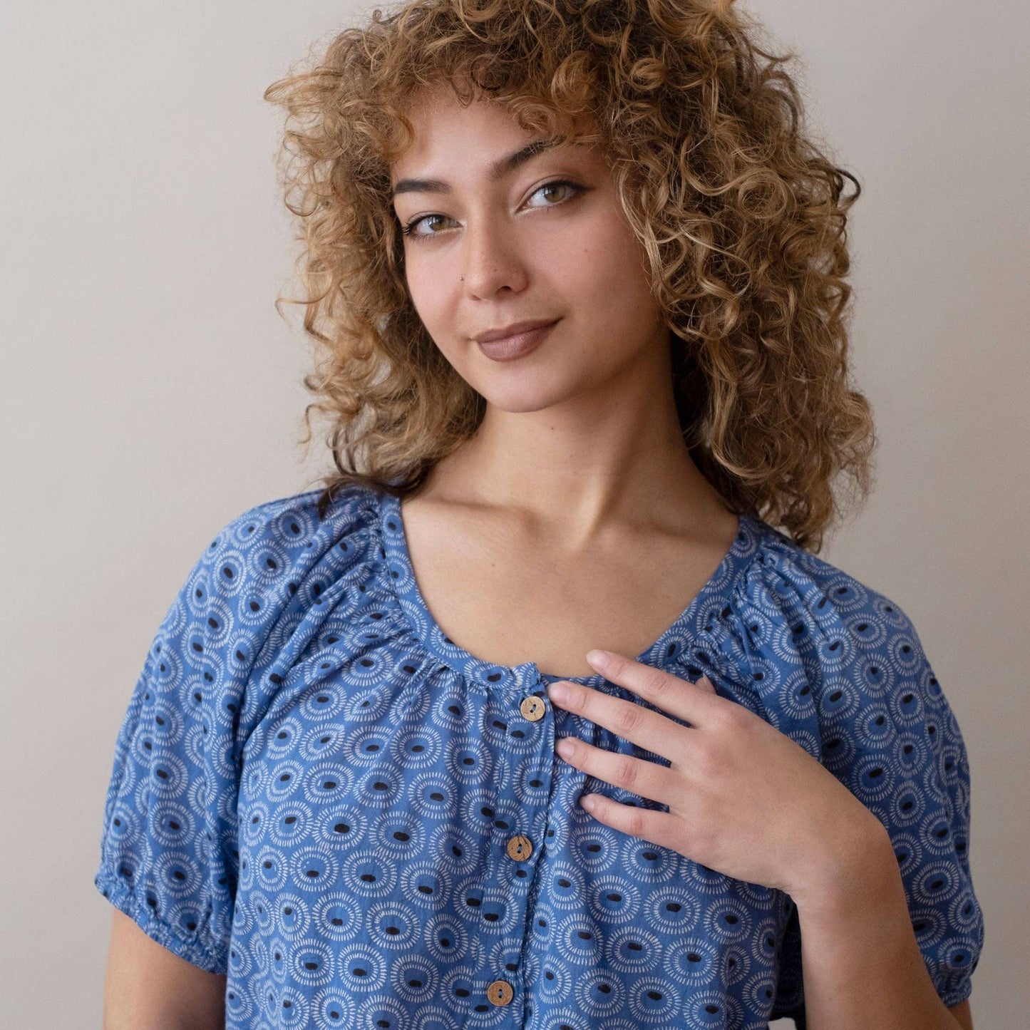 Tangier Blue Flora Top