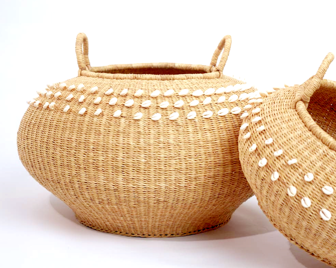 Bolga Cowrie Shell Basket