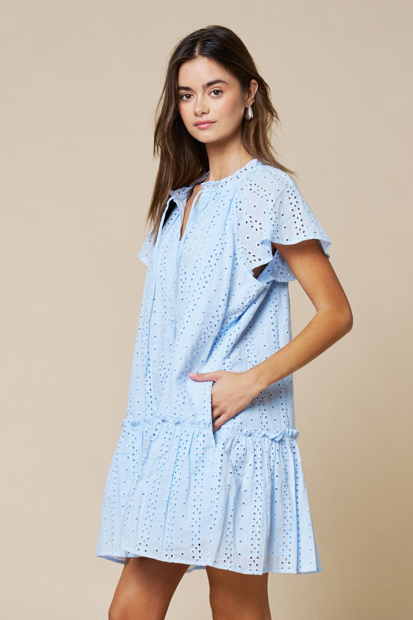 Eyelet Ruffled White Dress