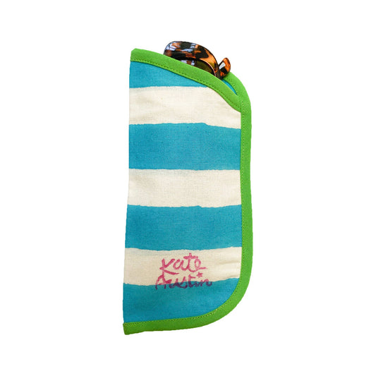 Sunglass Cover in Cyan Wide Stripe