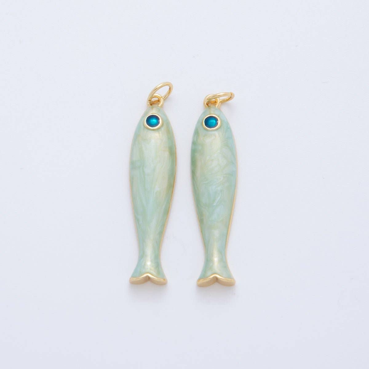 Pearl Enamel Sardine Fish Charm