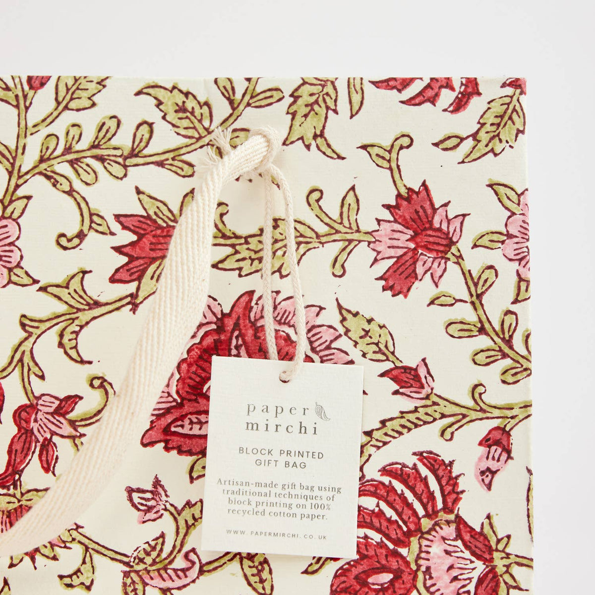 Block Printed Gift Bags (Medium) - Scarlet
