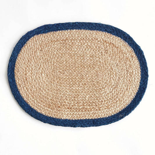 Navy & Jute Oval Placemat