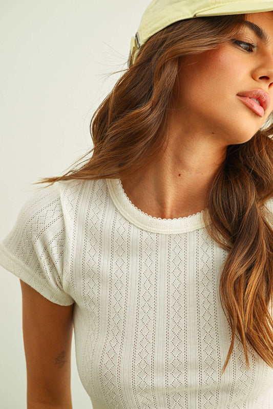 Cotton Pointelle Tee