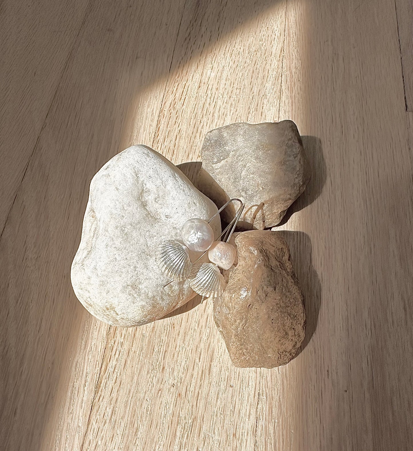 Sterling Clam & Pearl Earrings