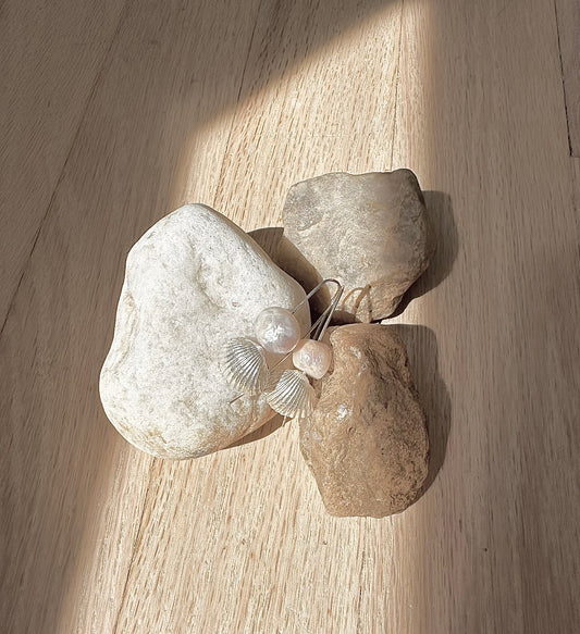 Sterling Clam & Pearl Earrings