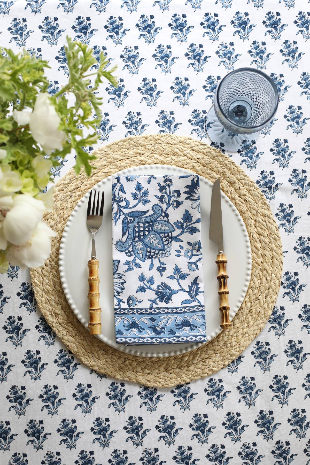 Suzette Blue Tablecloth