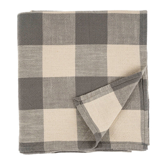 Grey Gingham Check Tablecloth