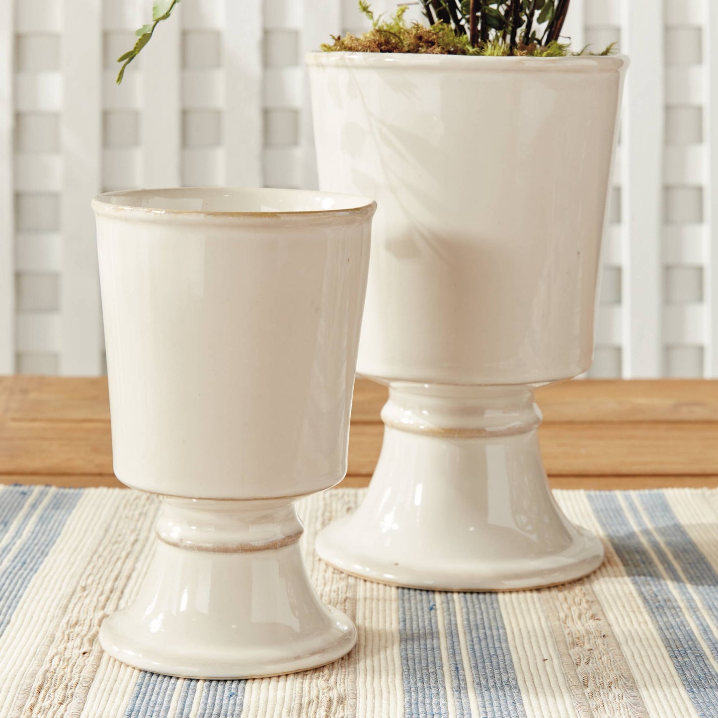 Kelcy Footed Cachepots, Cream
