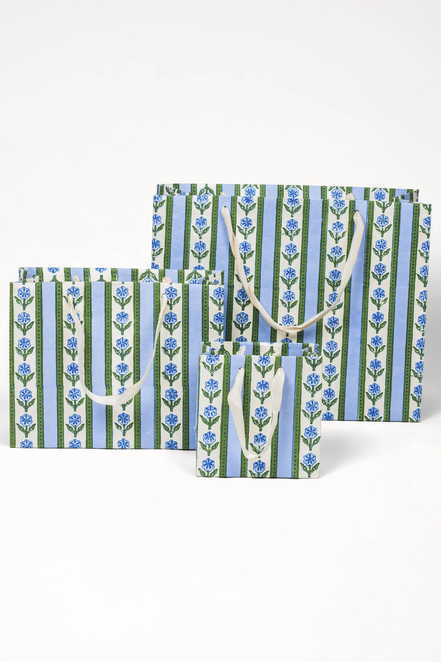 Inner Child - Cottage Garden Blockprint Gift Bag in Blue