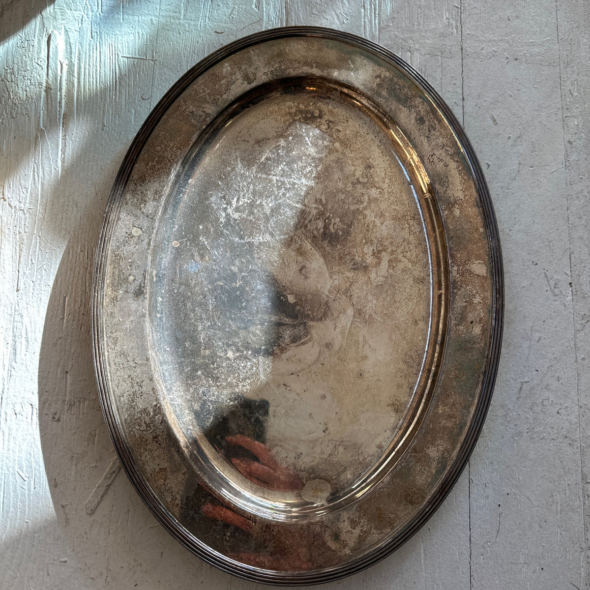 Silver plate aged platter