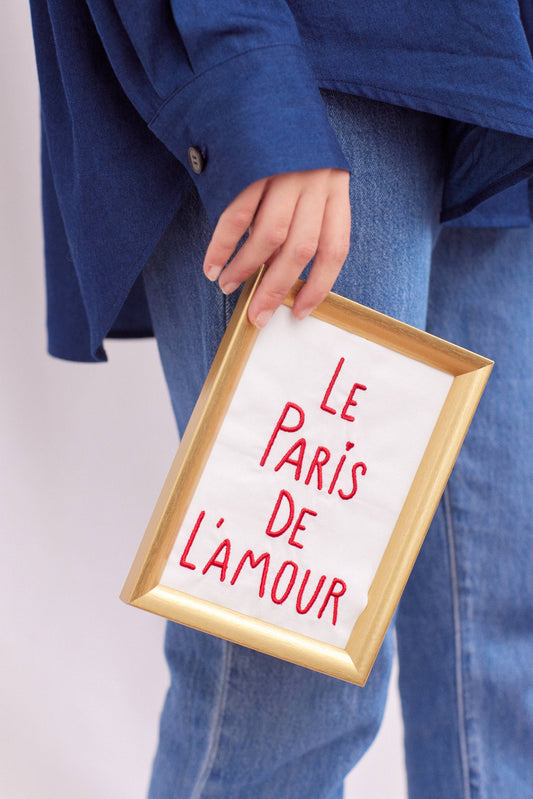 Embroidered Paris Love Art